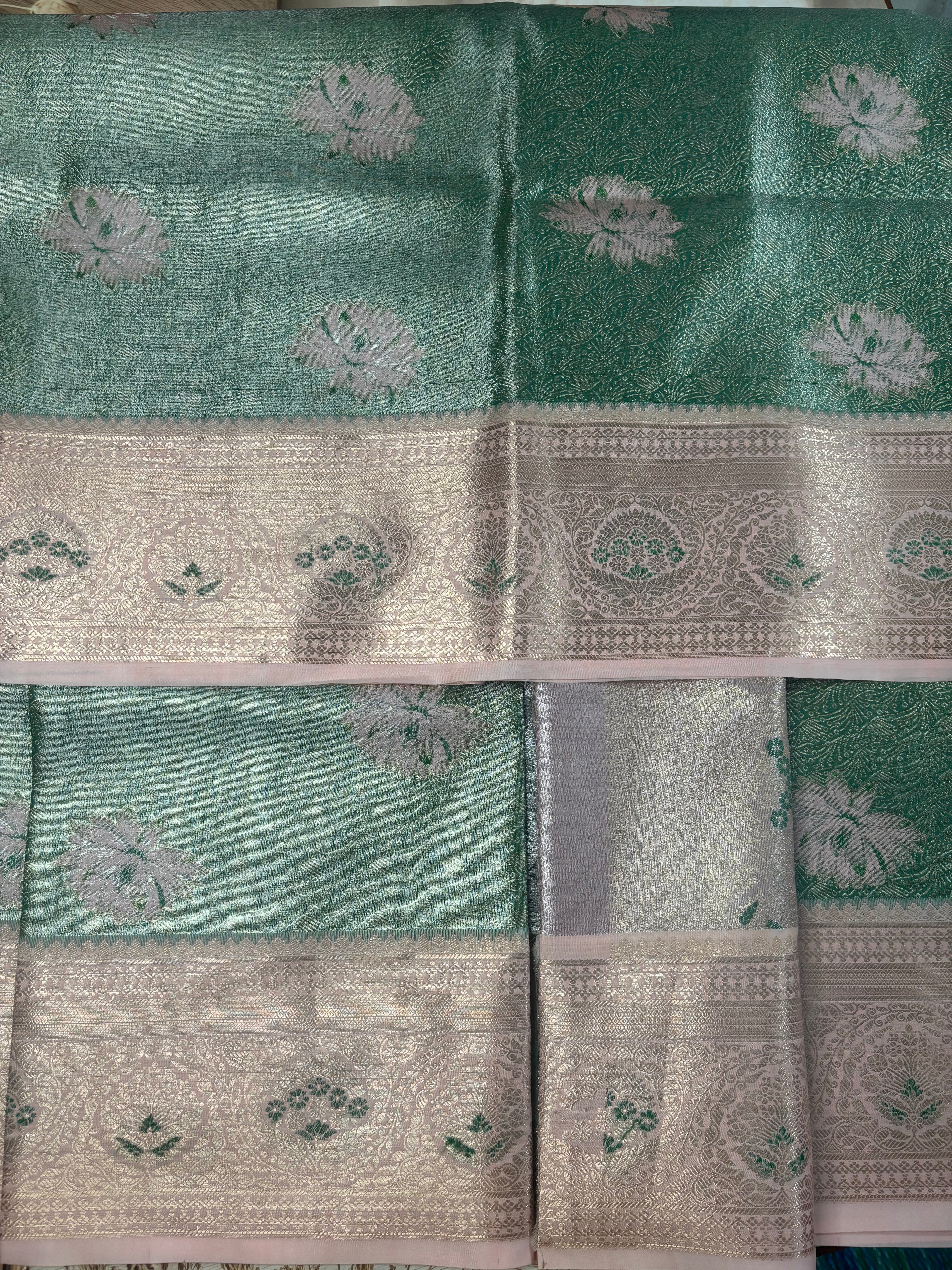 Kanchivaram Premium Semi Pista Green Saree