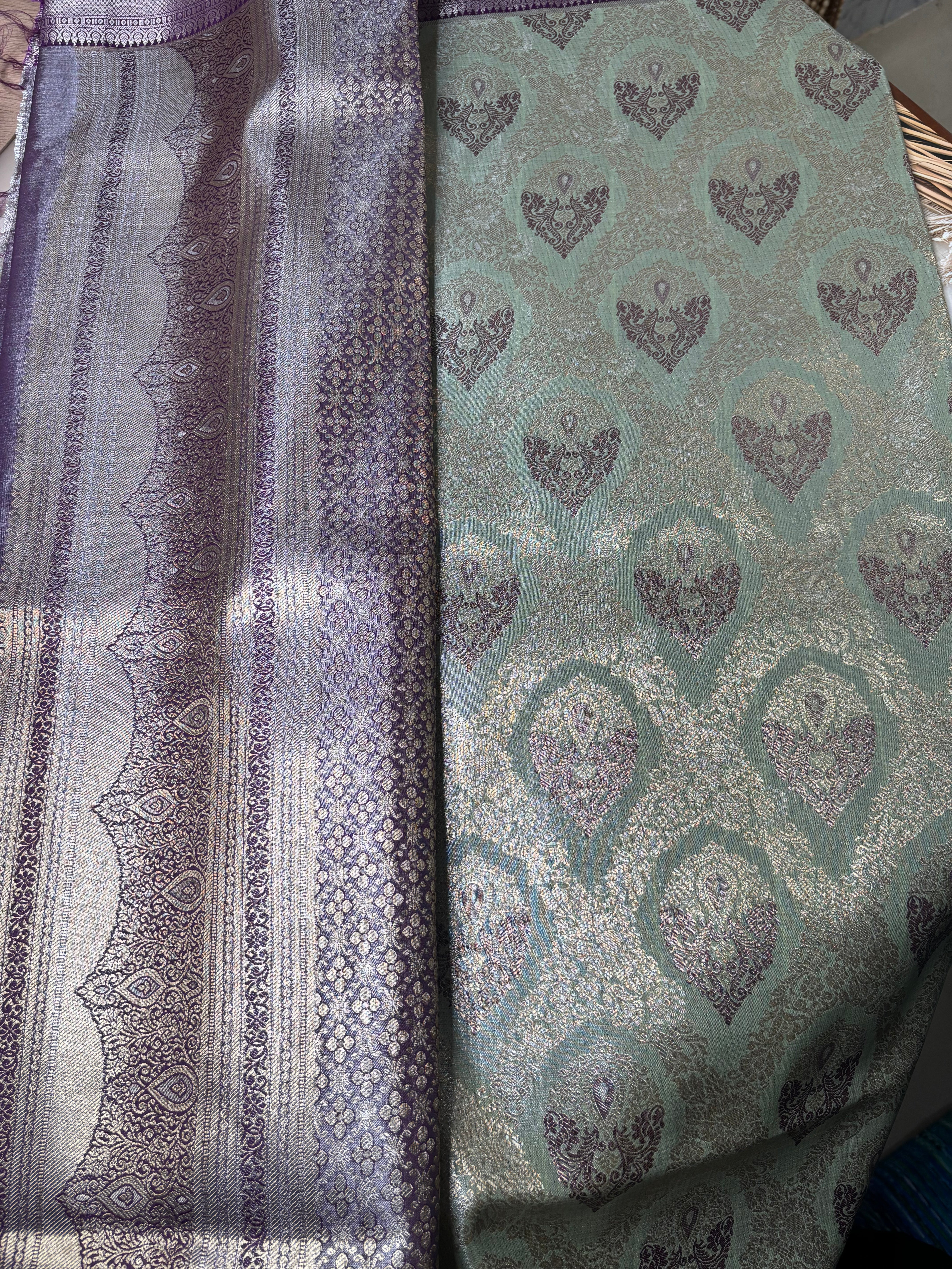 Kanchivaram Premium Semi Mint Blue Saree