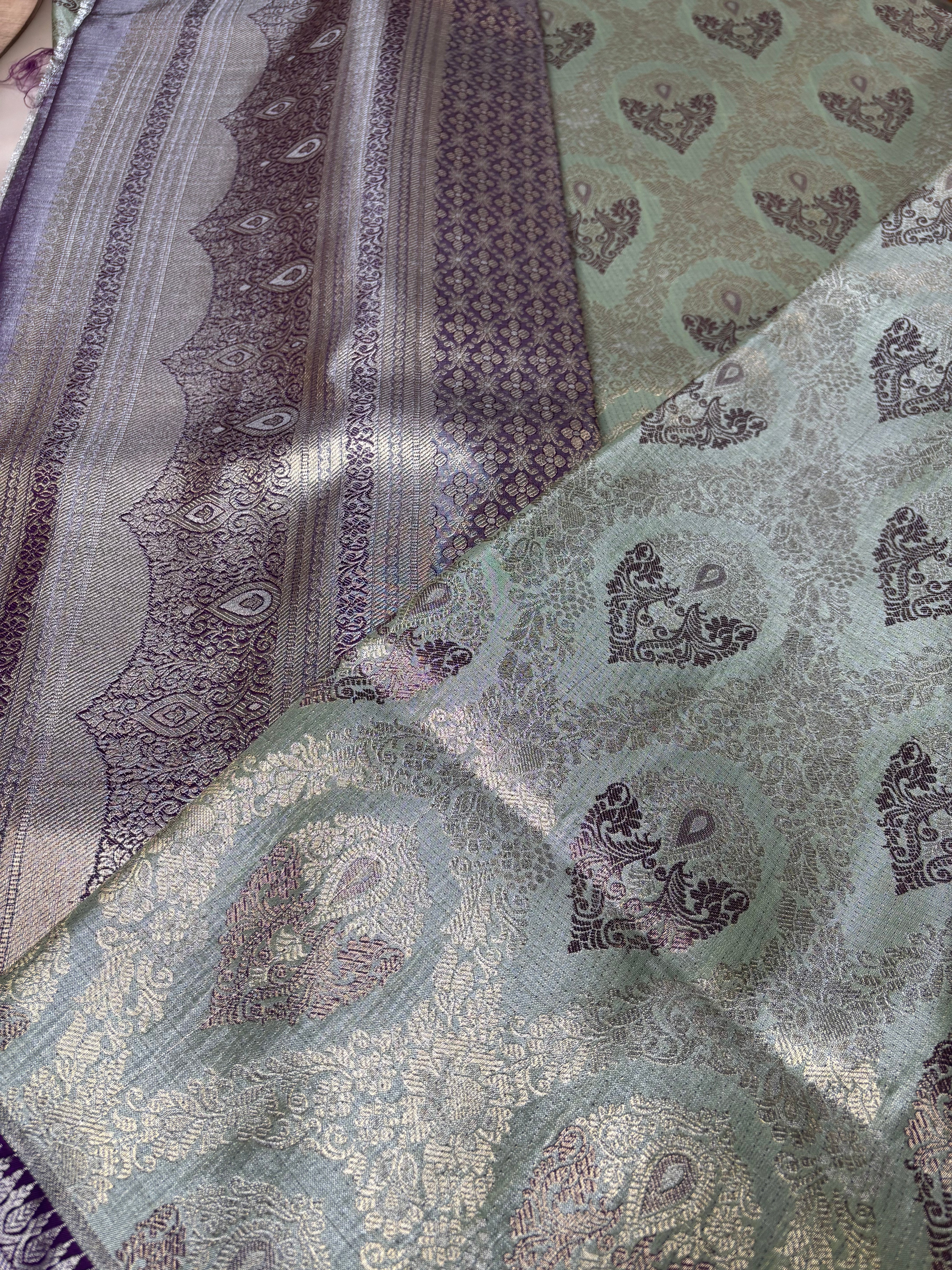 Kanchivaram Premium Semi Mint Blue Saree
