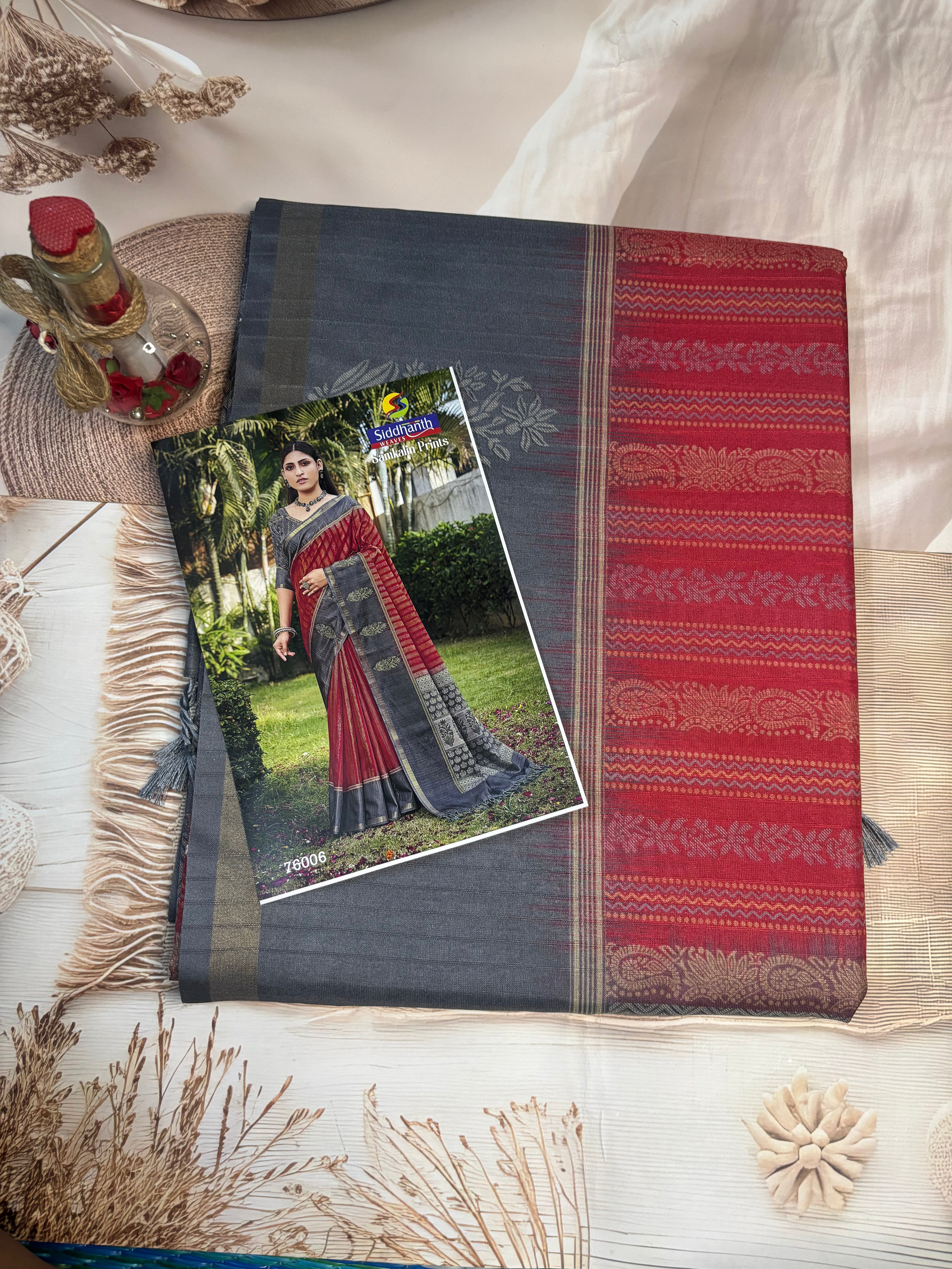 Premium Cotton Saree with Elegant Tassel