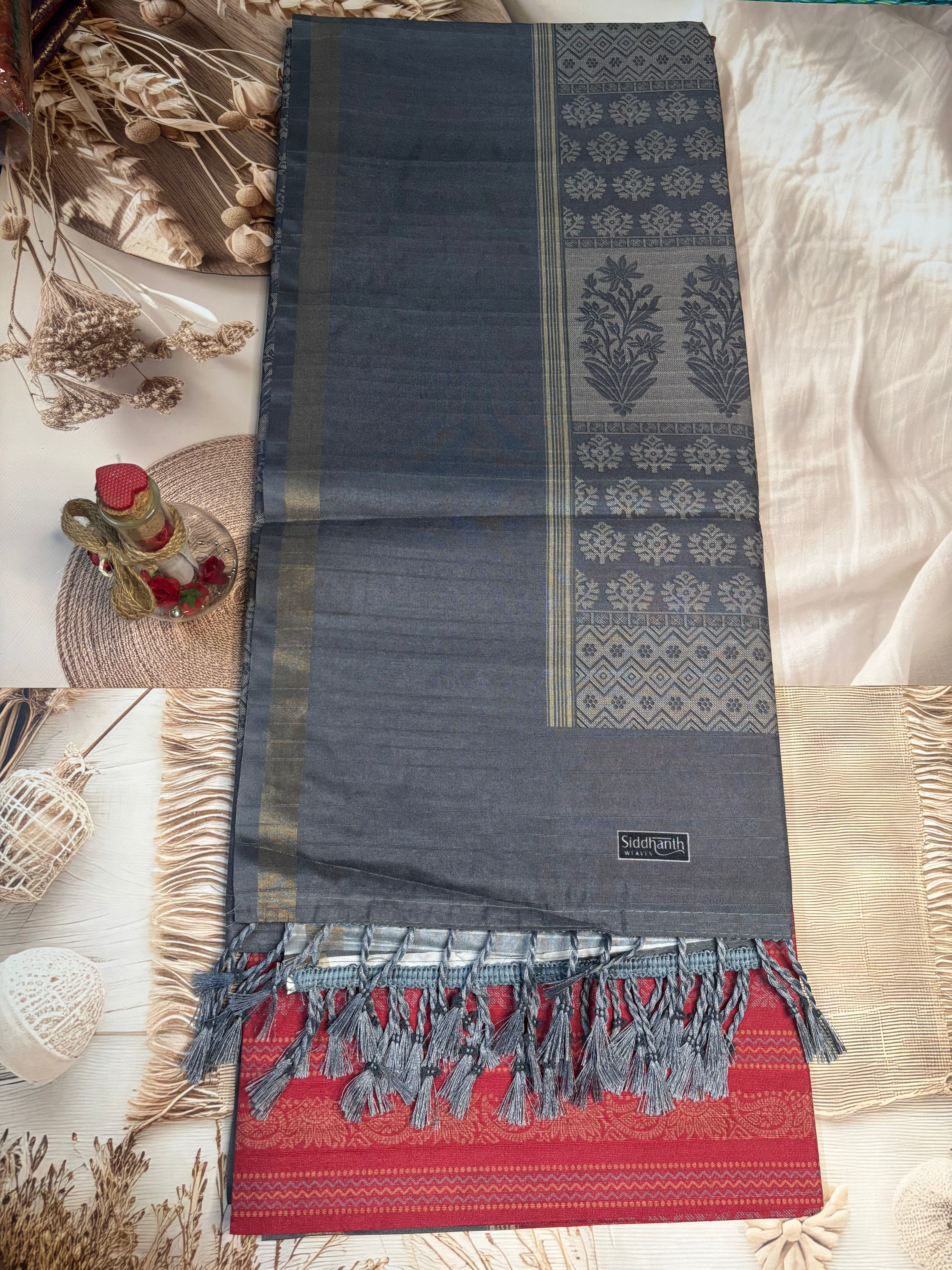 Premium Cotton Saree with Elegant Tassel