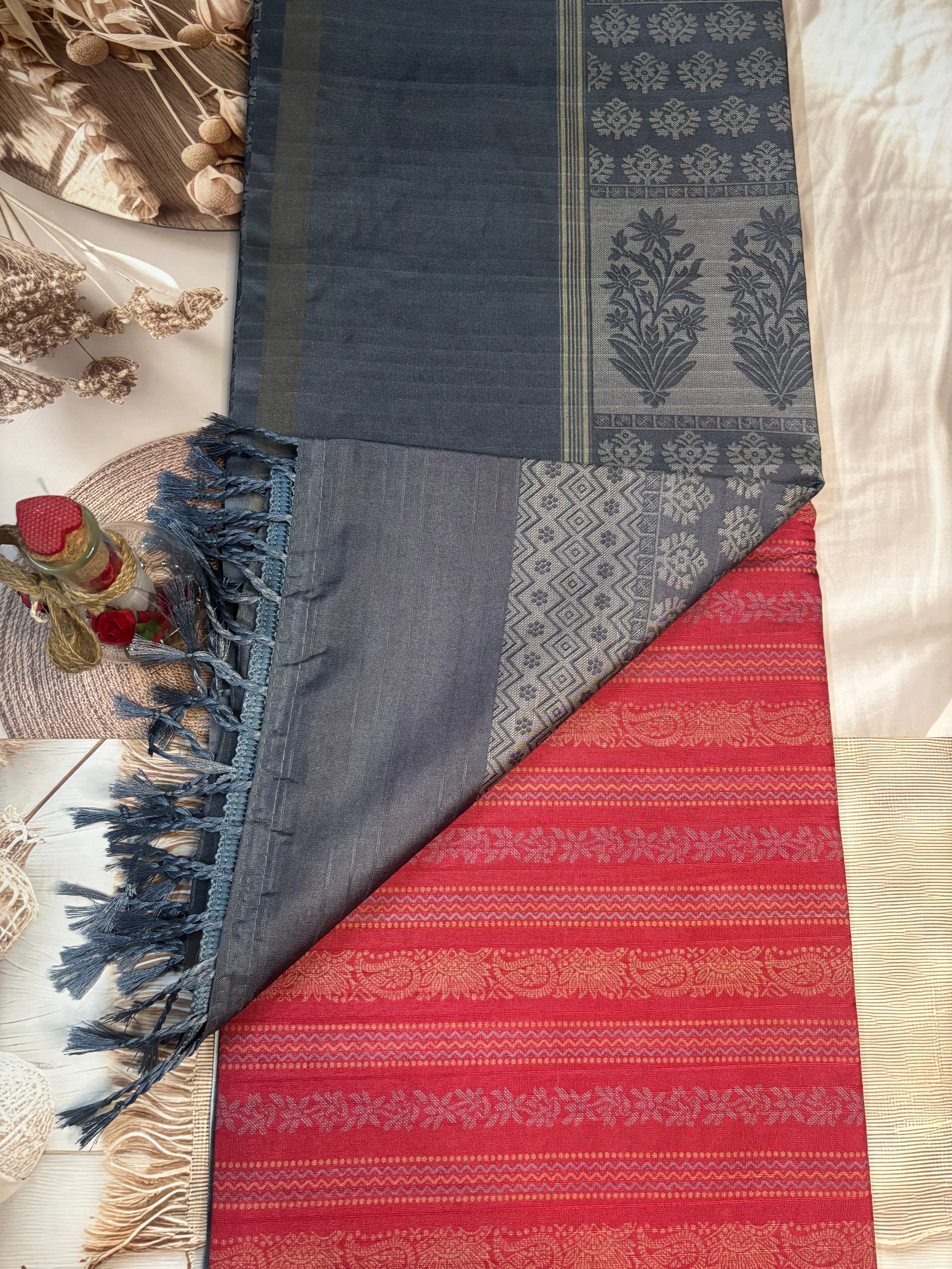 Premium Cotton Saree with Elegant Tassel