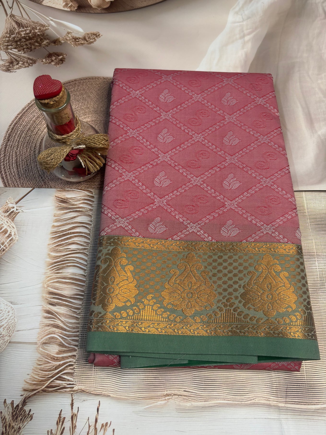 Cotton Saree - Pink