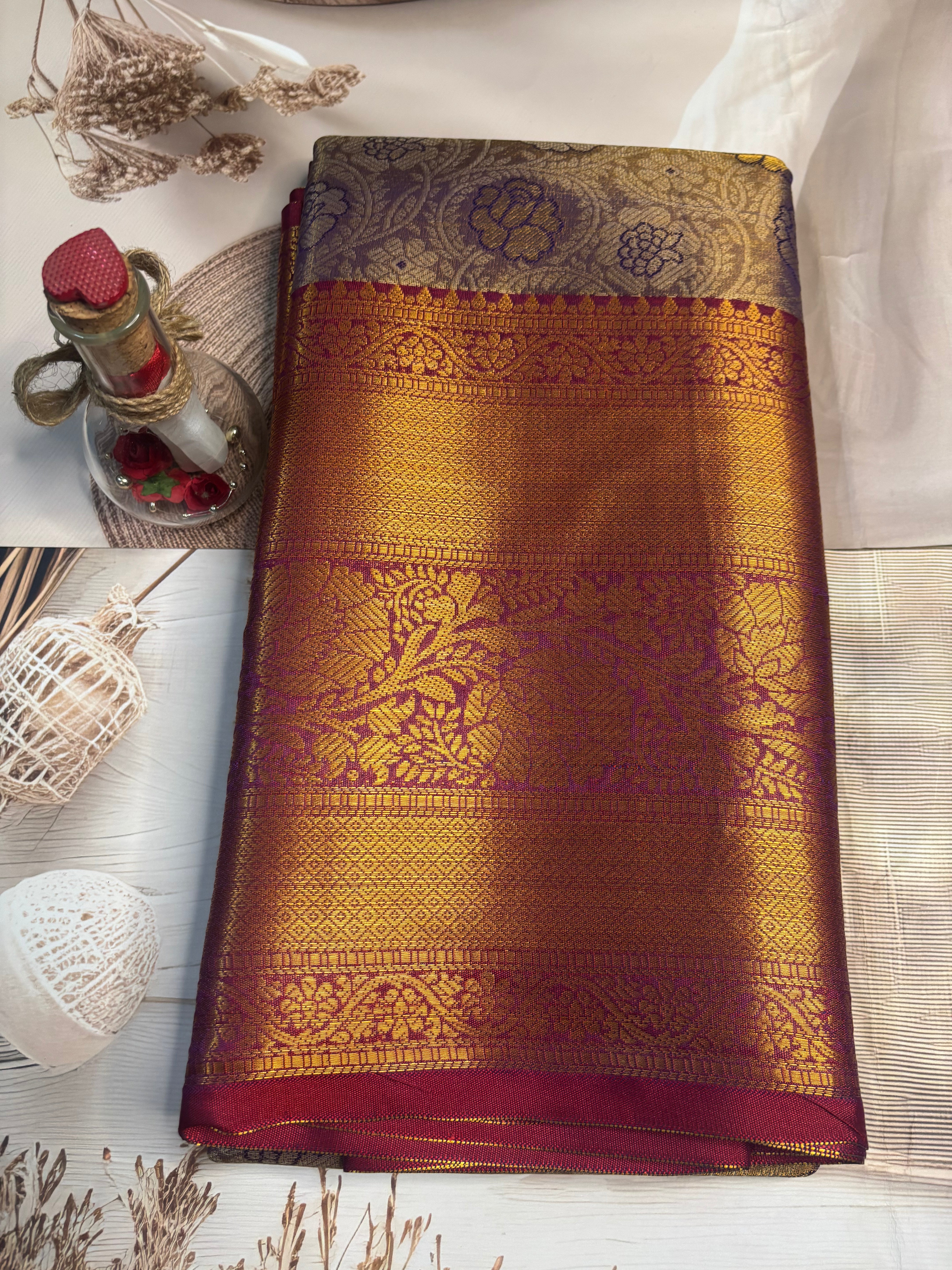 Kanchivaram Purple Semi Silk Saree