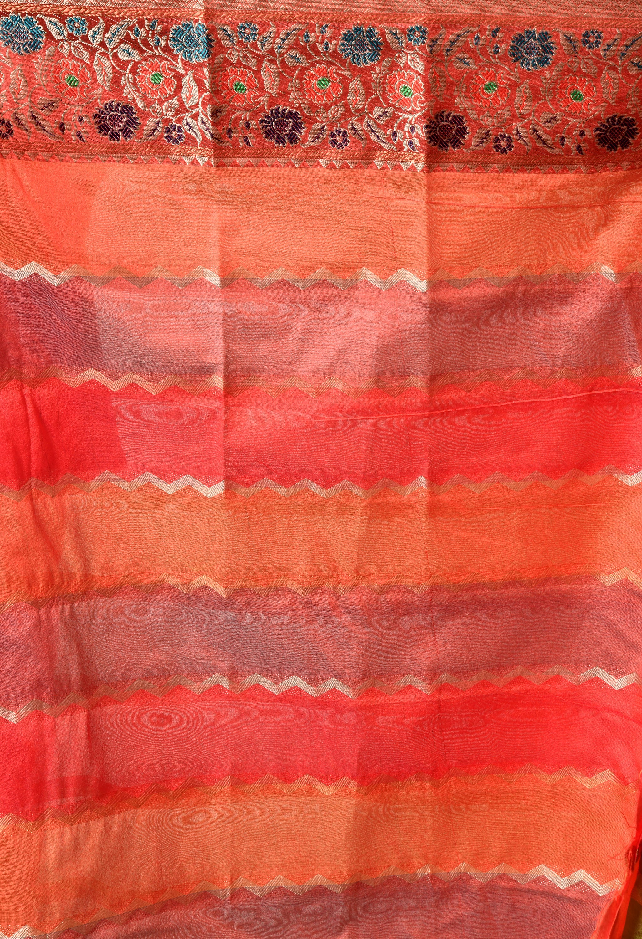 Shades of Green and Maroon Organza Saree