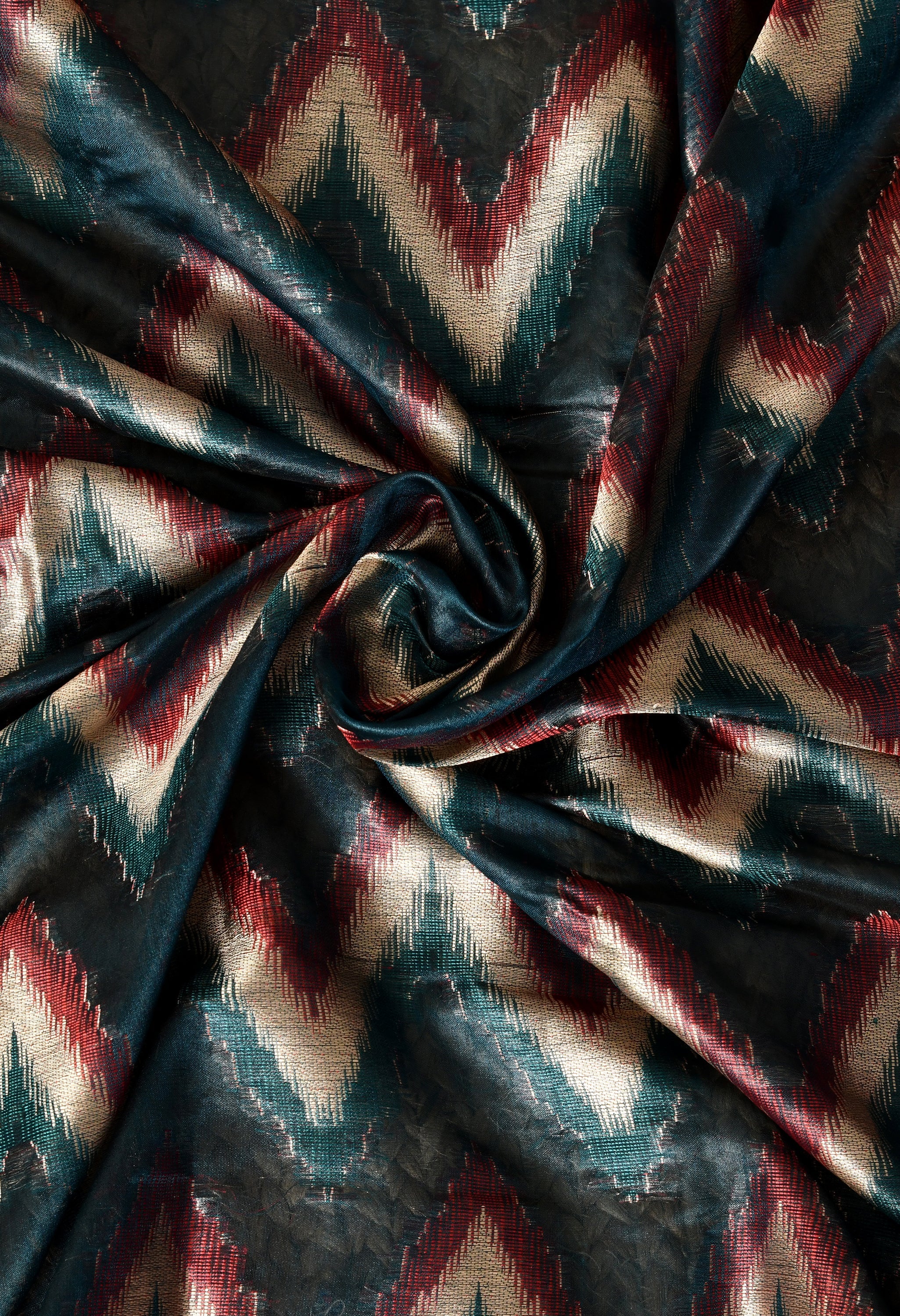 Teal Blue Organza Saree with Red & Gold Zari Border