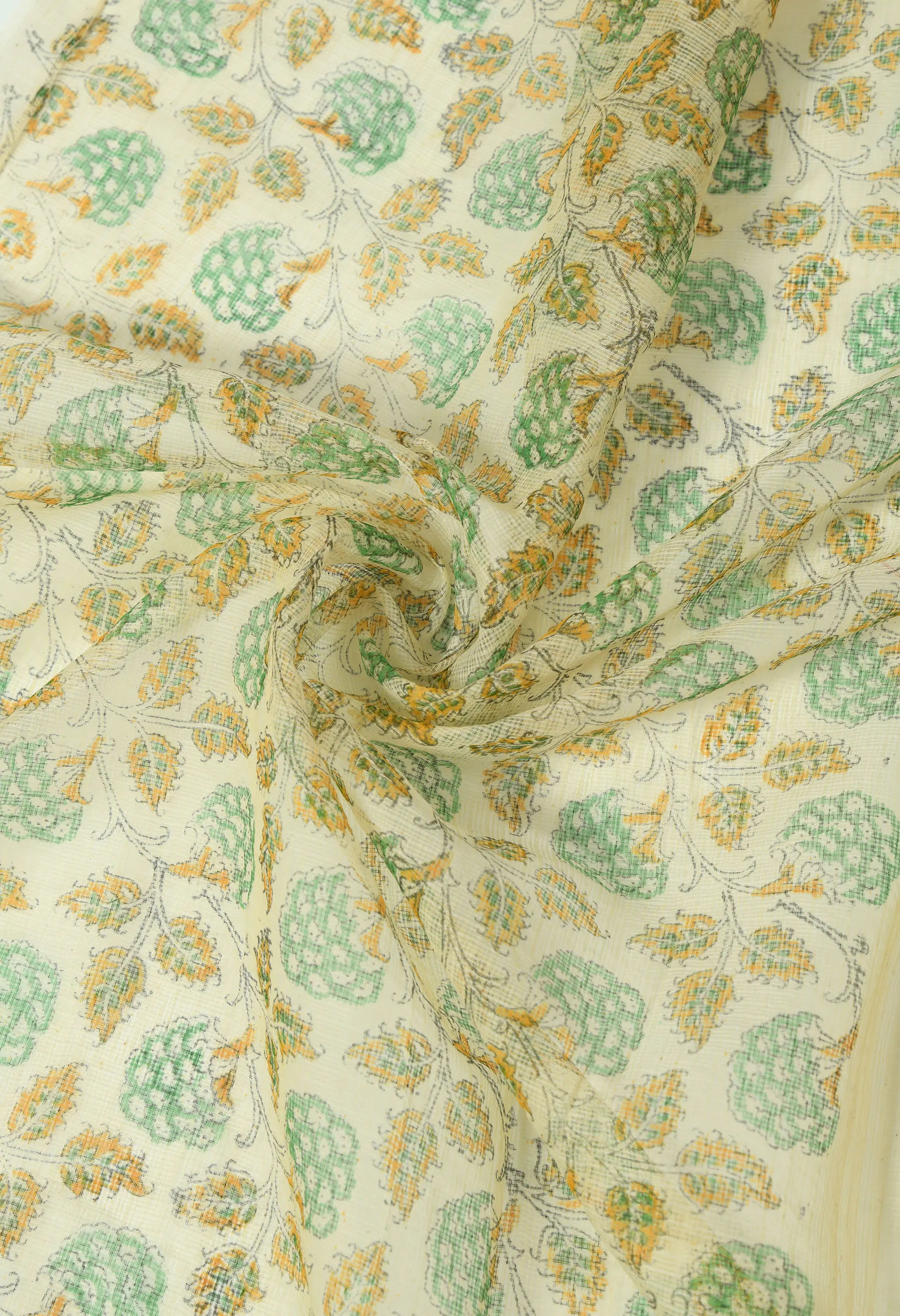 Champagne Yellow Cotton Saree with Chic Floral Border