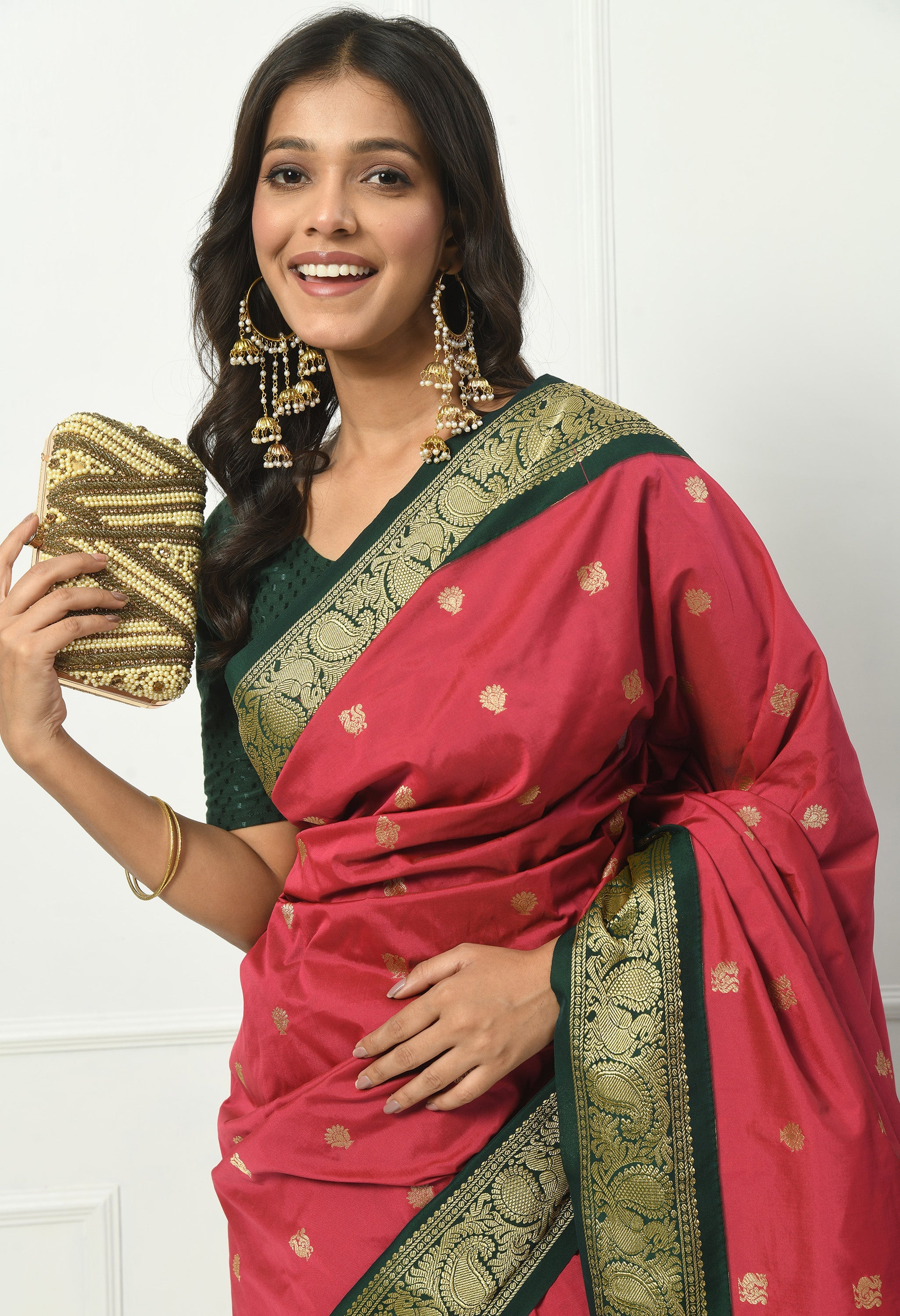 Royal Maroon Bangalore Kadiyal Saree with Black Gold Zari Border