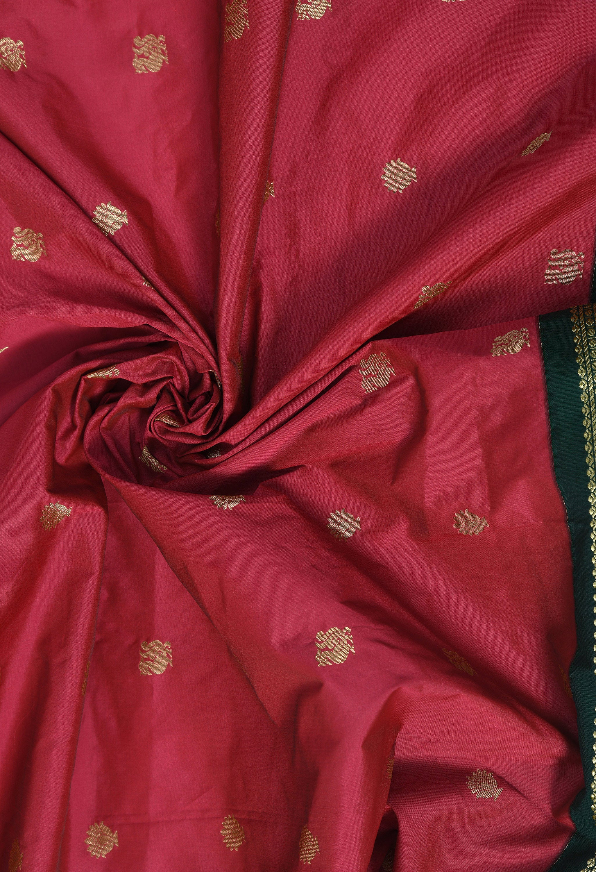 Royal Maroon Bangalore Kadiyal Saree with Black Gold Zari Border