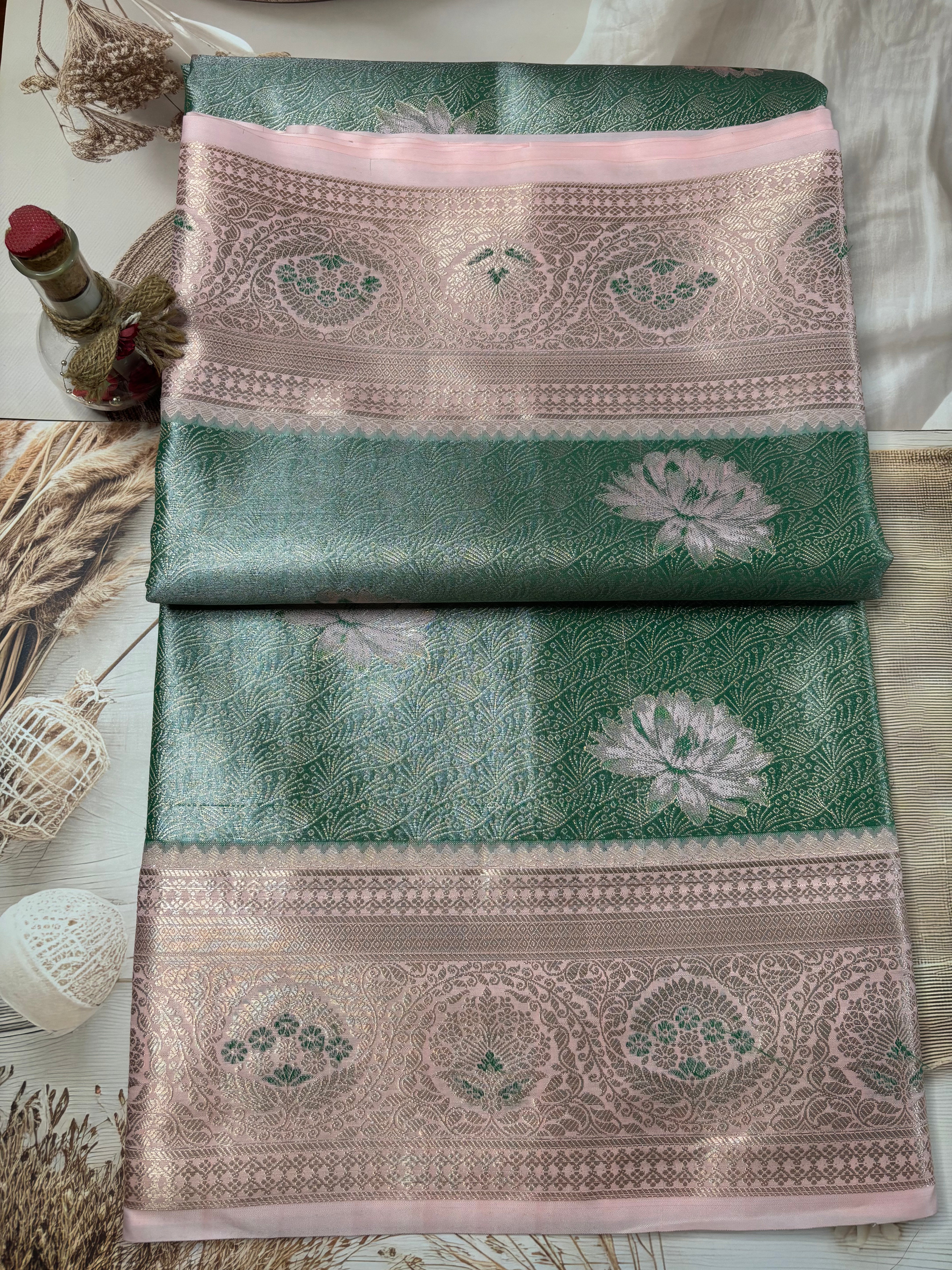 Kanchivaram Premium Semi Pista Green Saree
