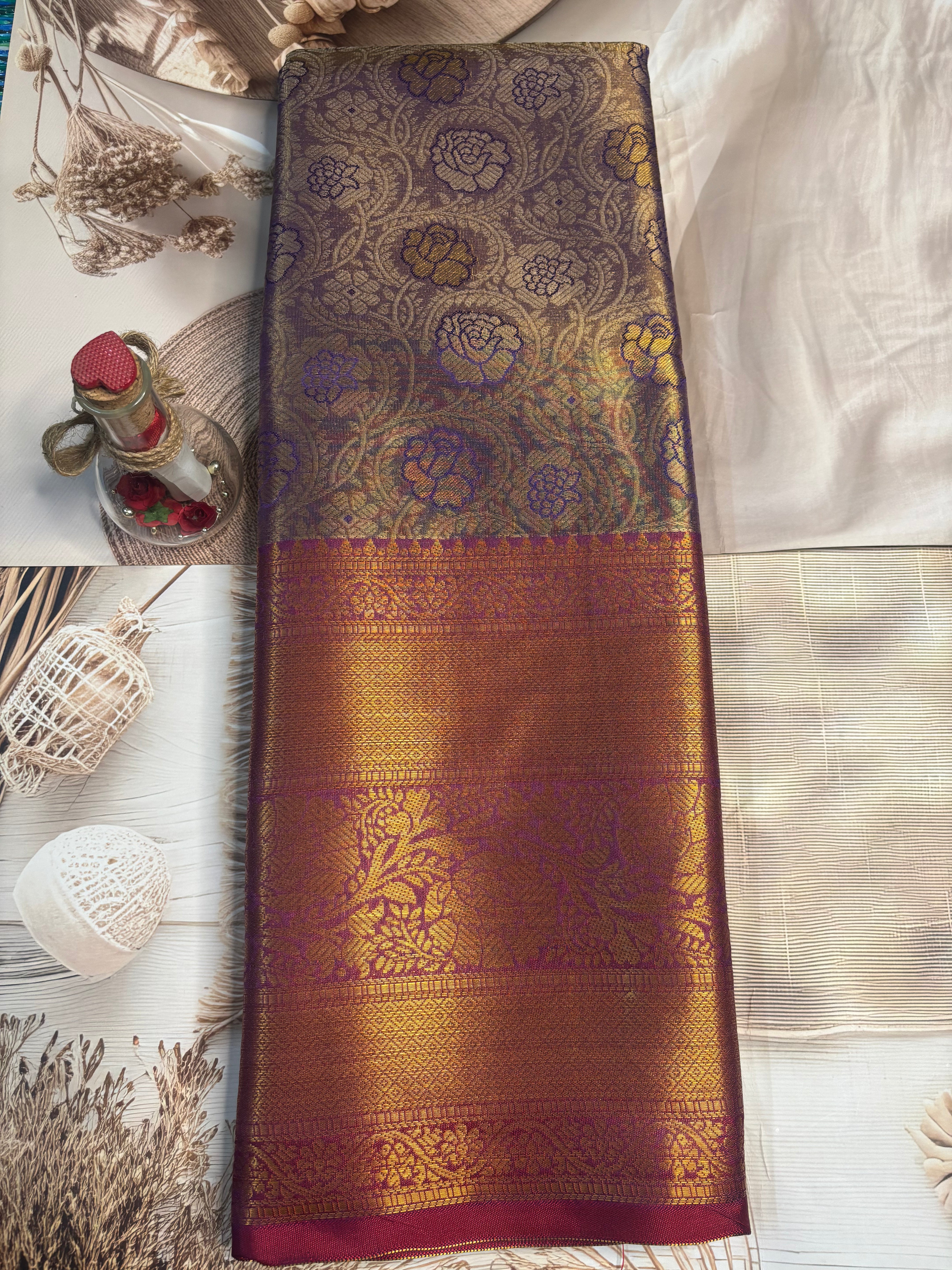 Kanchivaram Purple Semi Silk Saree