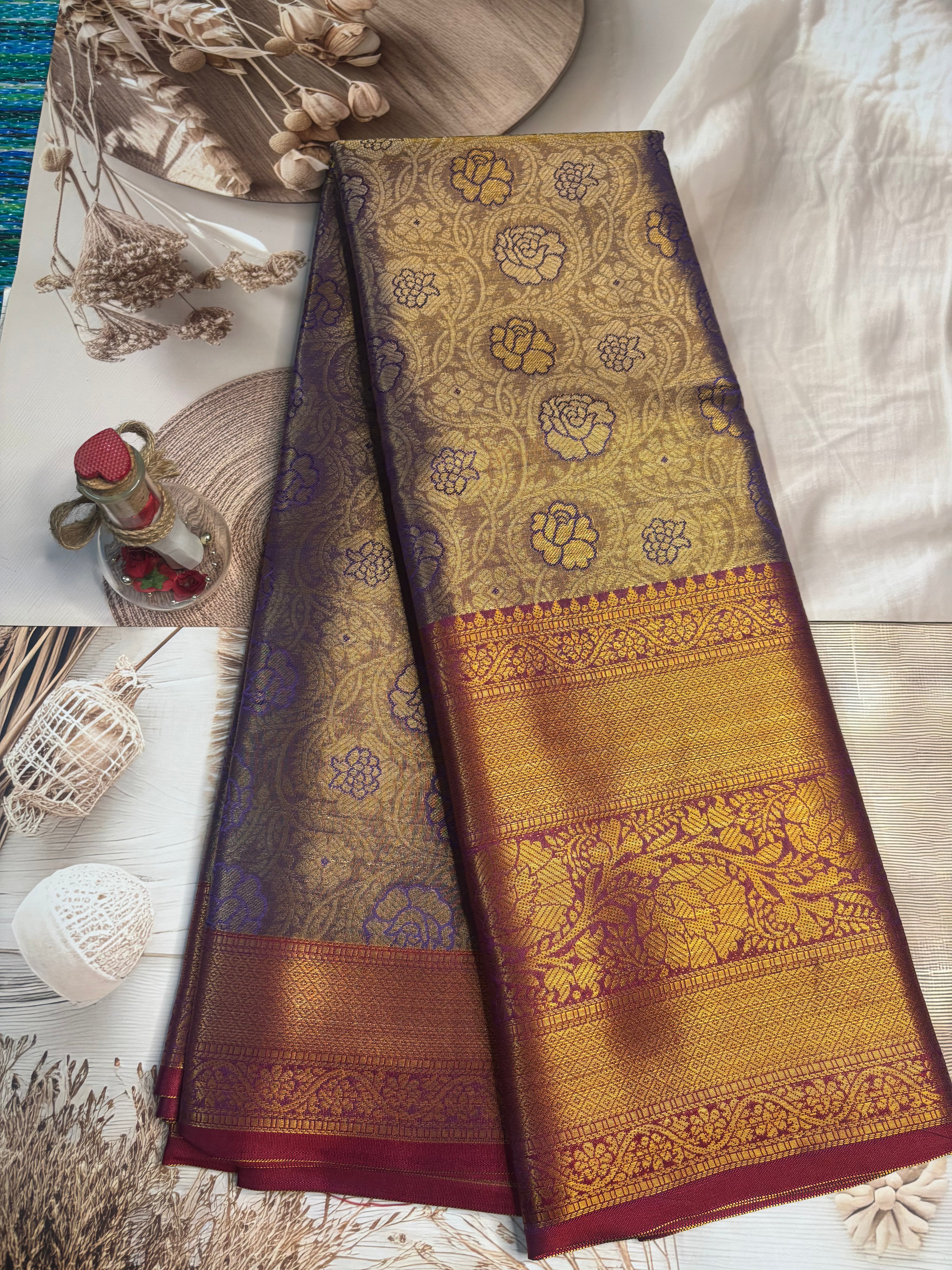 Kanchivaram Purple Semi Silk Saree